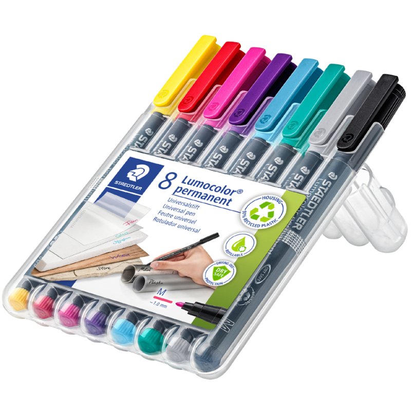 STAEDTLER Lumocolor permanente markers, navulbaar, 1,0 mm, 6 stuks
