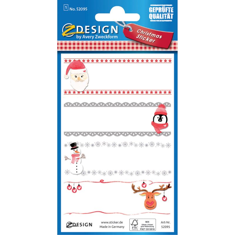 AVERY Zweckform étiquettes de nom de Noël, animaux hivernaux, adhésif permanent, 4 pièces