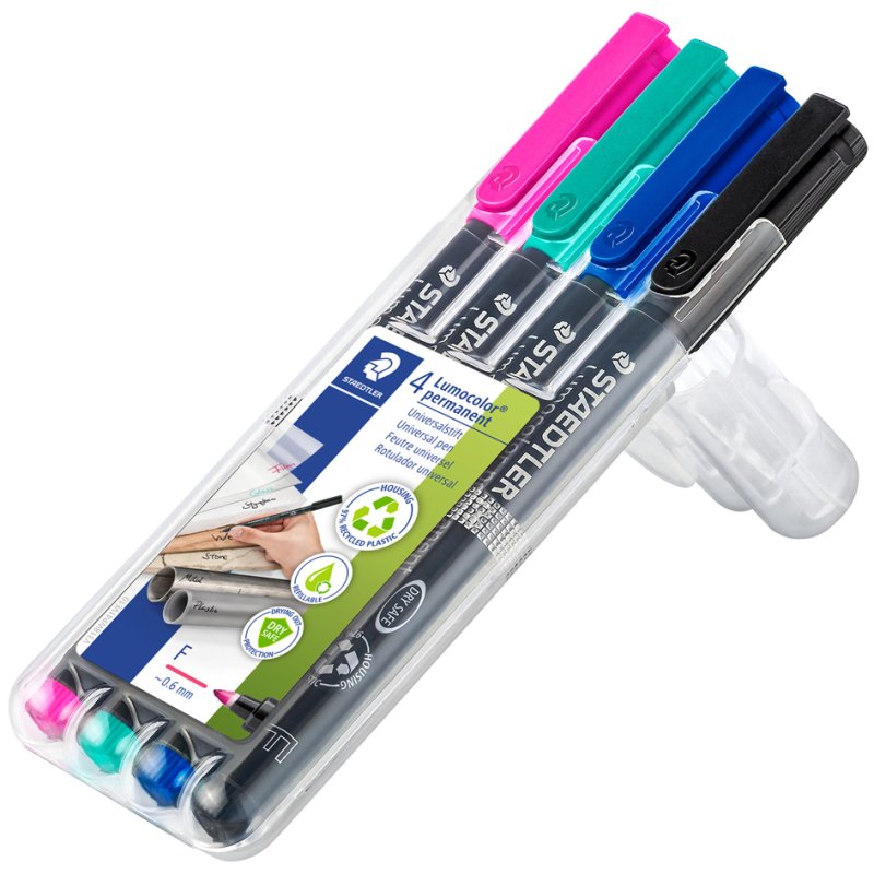 STAEDTLER Lumocolor permanente marker, navulbaar, zwart, 4 stuks