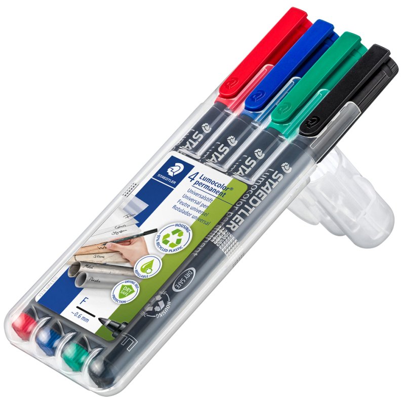 STAEDTLER Lumocolor permanente marker, navulbaar, zwart, 4 stuks
