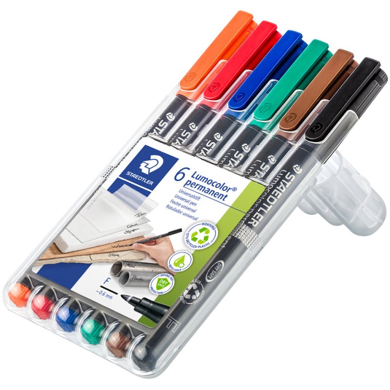 STAEDTLER Lumocolor permanente marker, navulbaar, zwart, 4 stuks