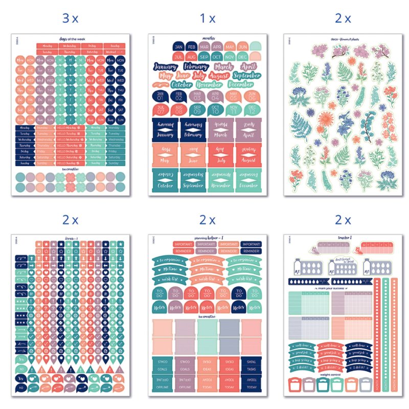 AVERY Zweckform planningsstickers Iconen & Decoratie, permanent, bont bedrukt, 1356 stuks