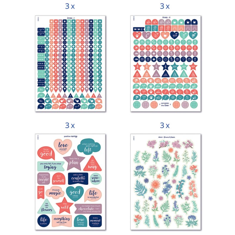 AVERY Zweckform planningsstickers Iconen & Decoratie, permanent, bont bedrukt, 1356 stuks