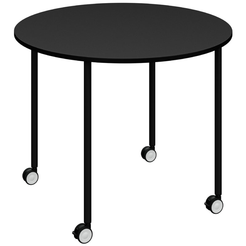PAPERFLOW table mobile FLEX OFFICE, rond 960 mm, noir, 4 roulettes