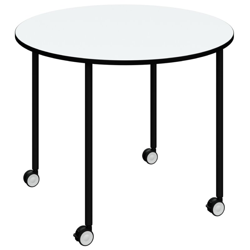 PAPERFLOW table mobile FLEX OFFICE, rond 960 mm, noir, 4 roulettes
