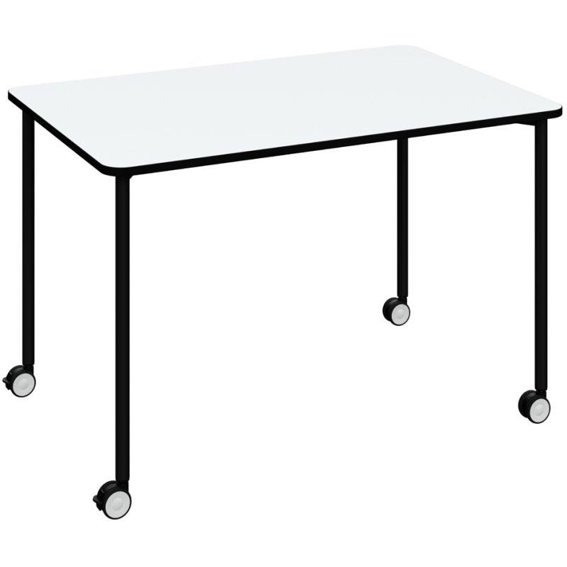 PAPERFLOW table mobile FLEX OFFICE, blanc avec bordure noire, 116×76×75 cm