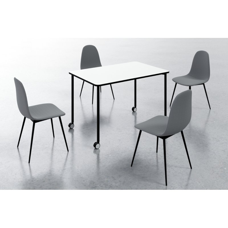 PAPERFLOW table mobile FLEX OFFICE, blanc avec bordure noire, 116×76×75 cm