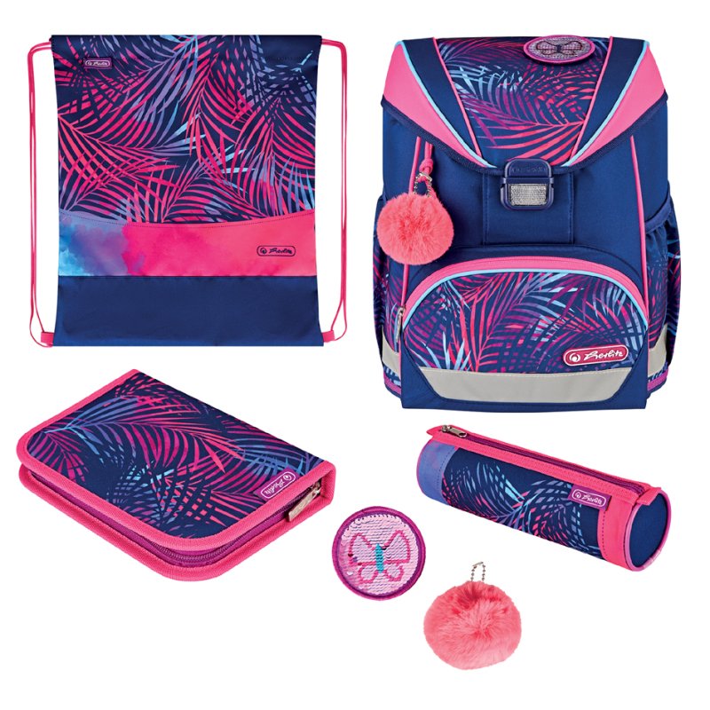 herlitz schooltas Polyester, donkerblauw/roze, 15 L, ergonomisch