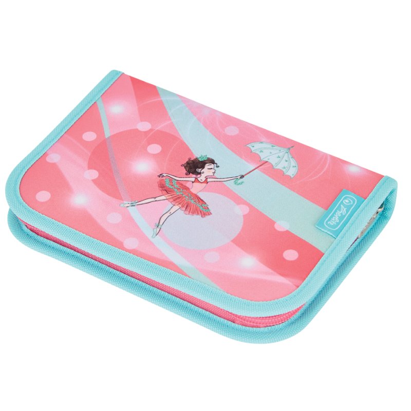 herlitz Trousse, rose/turquoise, polyester, 205×140×38 mm, 2 rabats, garnie