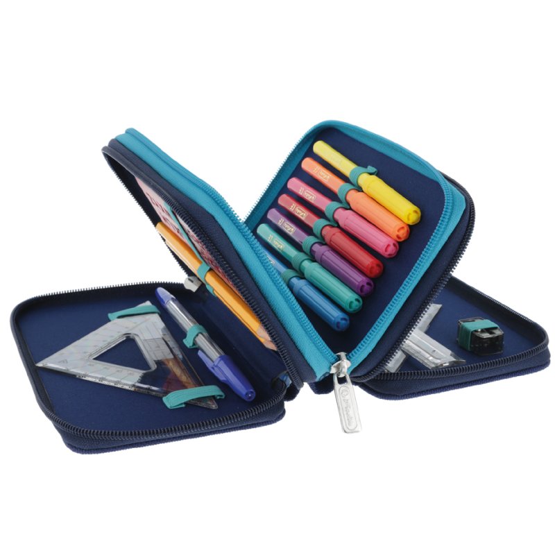 herlitz trousse scolaire TriCase Bleu océan profond, 31 pièces, 3 compartiments