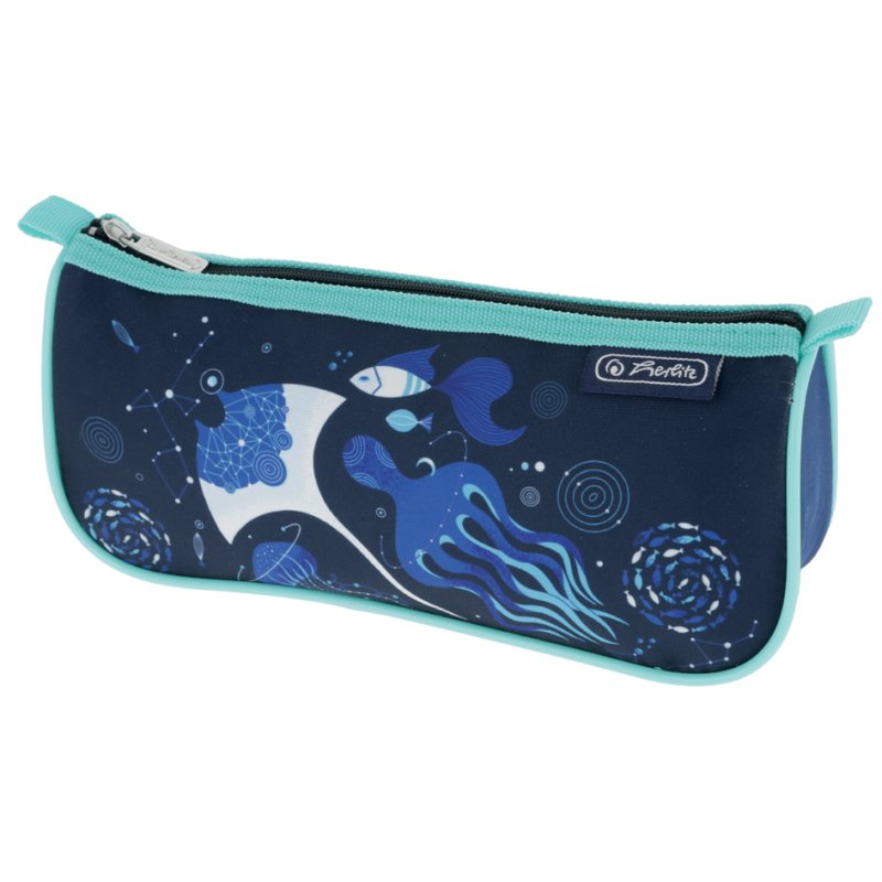 herlitz étui Deep Ocean, bleu foncé/turquoise, polyester, 220×75×95 mm