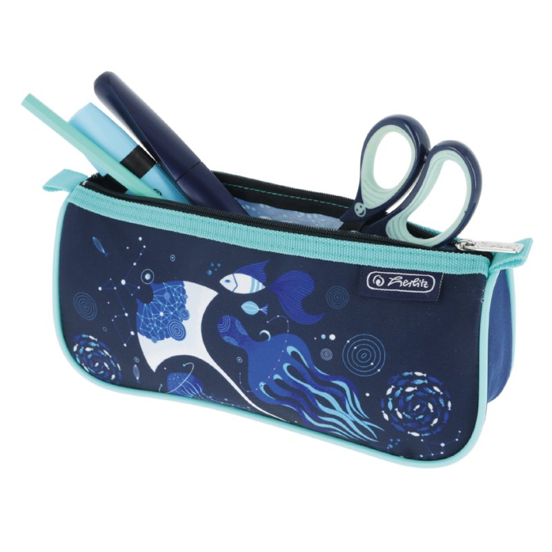 herlitz étui Deep Ocean, bleu foncé/turquoise, polyester, 220×75×95 mm