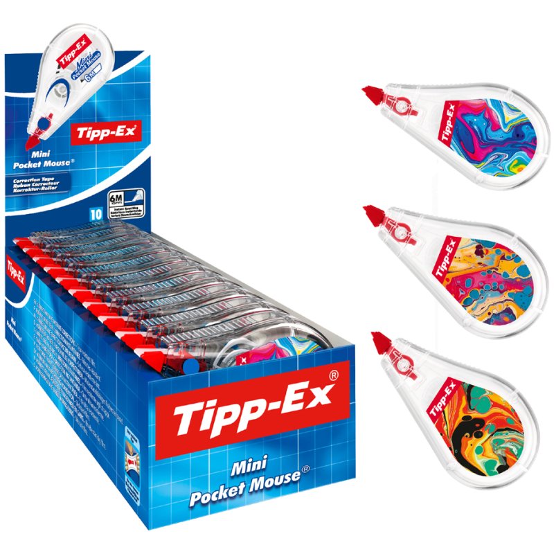 Tipp-Ex Mini Pocket Mouse correctieroller decoratie, 5 mm × 6 m, 10 stuks
