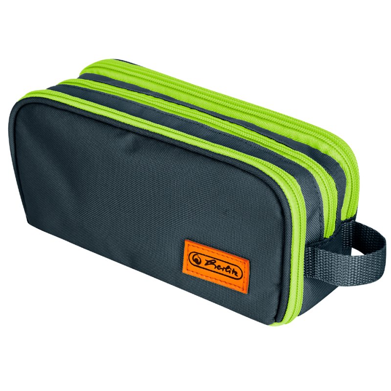 herlitz étui double Neon Uni, polyester, bleu, 23,5×11×7,5 cm
