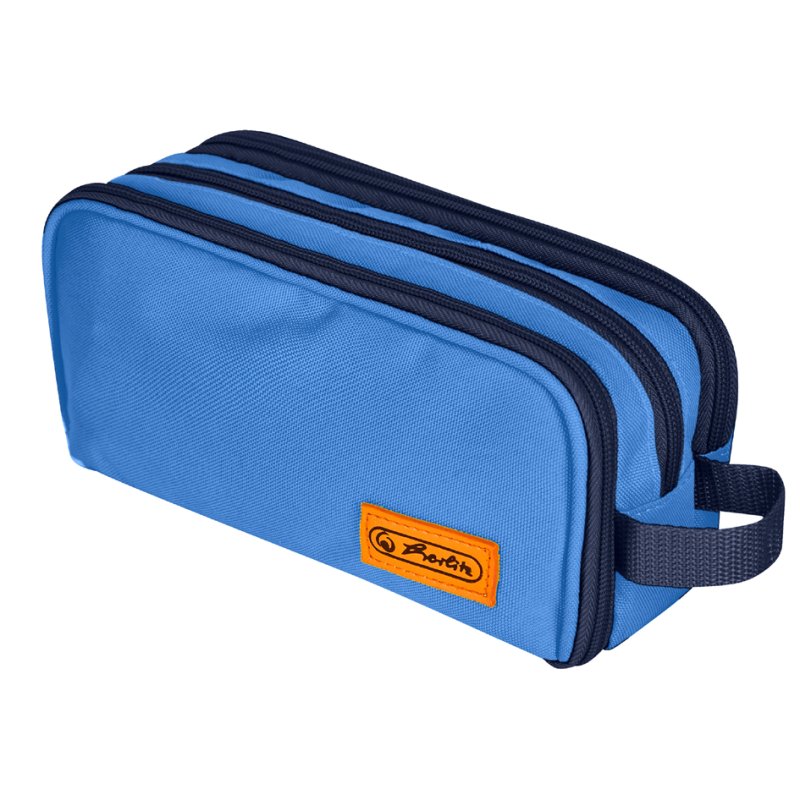 herlitz étui double Neon Uni, polyester, bleu, 23,5×11×7,5 cm