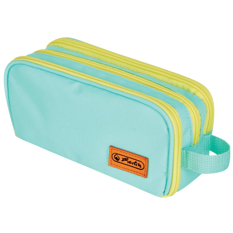 herlitz étui double Neon Uni, polyester, bleu, 23,5×11×7,5 cm