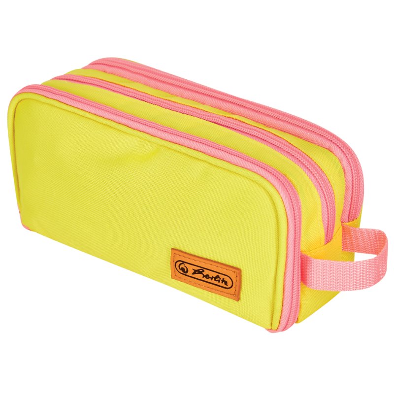 herlitz étui double Neon Uni, polyester, bleu, 23,5×11×7,5 cm
