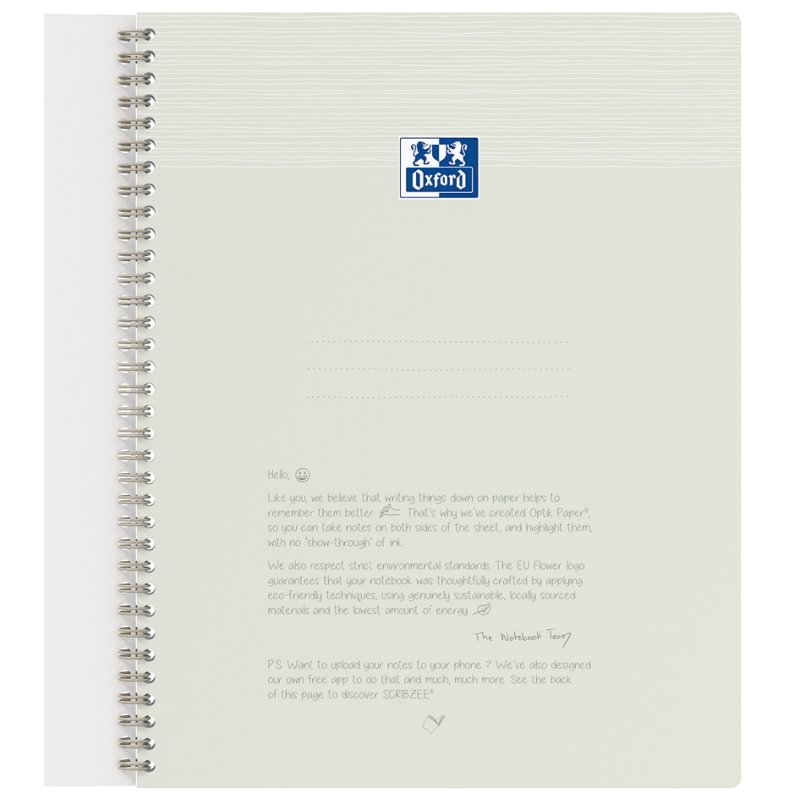 Oxford bloc spiralé Origins A4, quadrillé, noir, 70 feuilles