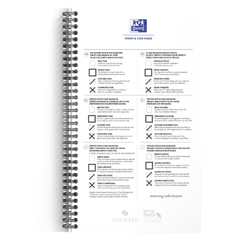 Oxford Office Essentials TaskManager bloc de planification, bleu marine, 141 × 246 mm, 115 feuilles