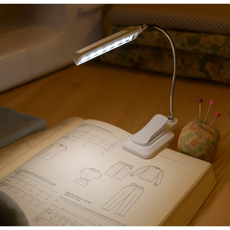KLEIBER Mini LED clip light, batteries, white, 6 LEDs