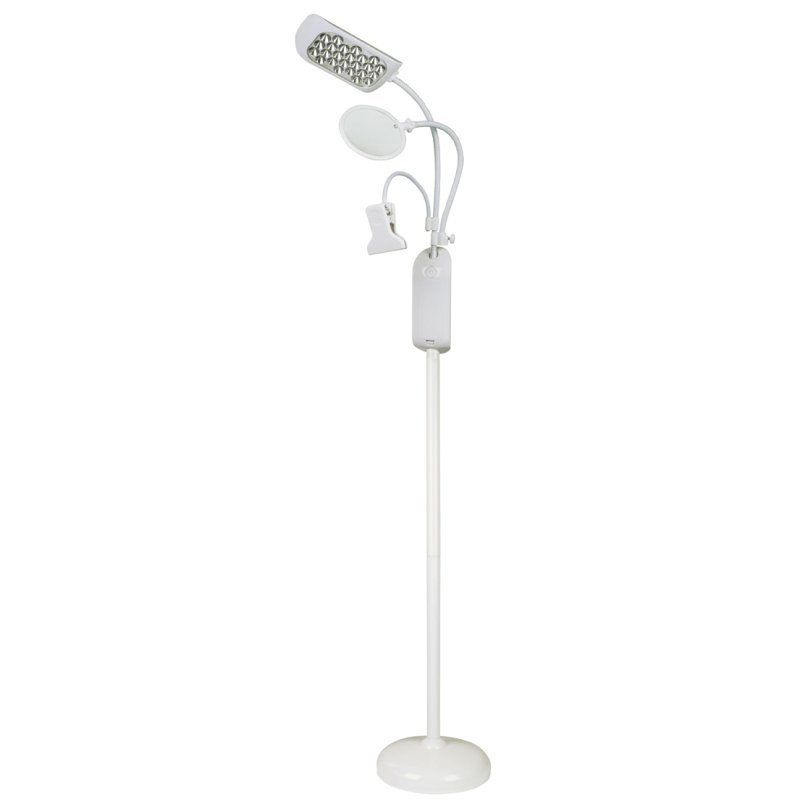 KLEIBER Lampadaire LED avec pince et loupe, blanc, 4,5 W, 210 lumens