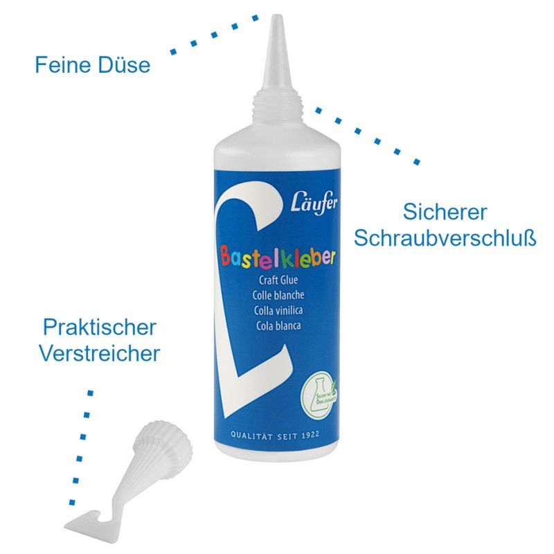 Läufer colle de loisir blanc, sèche transparent, flacon 100 g