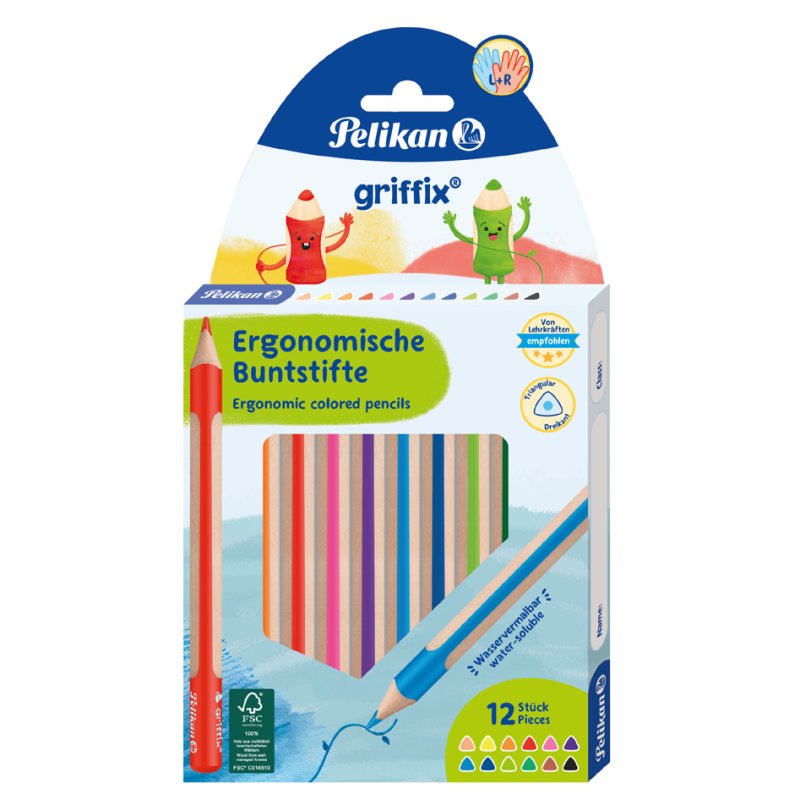 Pelikan triangular colouring pencils Griffix, triangular, 4.0 mm, 9 pieces