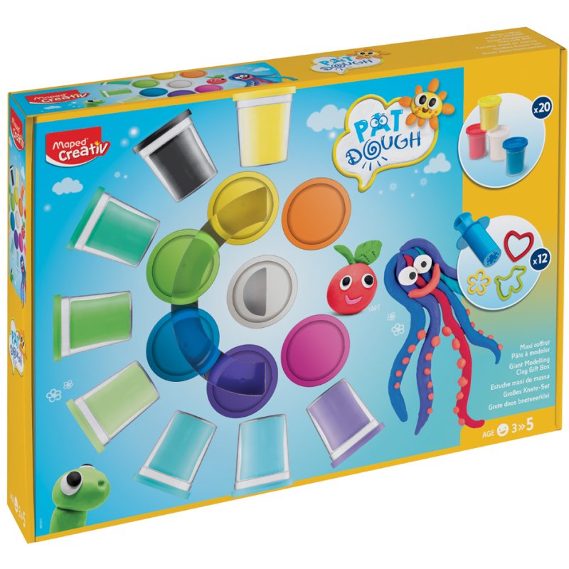 Maped Creativ Ensemble de pâte à modeler maxi avec accessoires, 32 pièces, 20 doses de 56 g