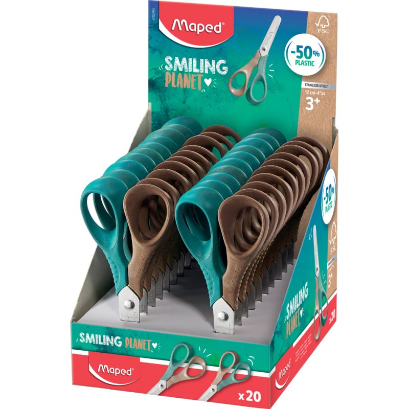 Maped knipschaar Vivo Smiling Planet, linkshandig, 120 mm, bruin/blauw