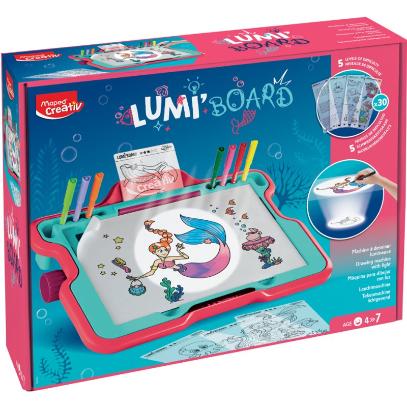 Maped LED drawing table LUMI BOARD, mermaid theme, light projection, A4