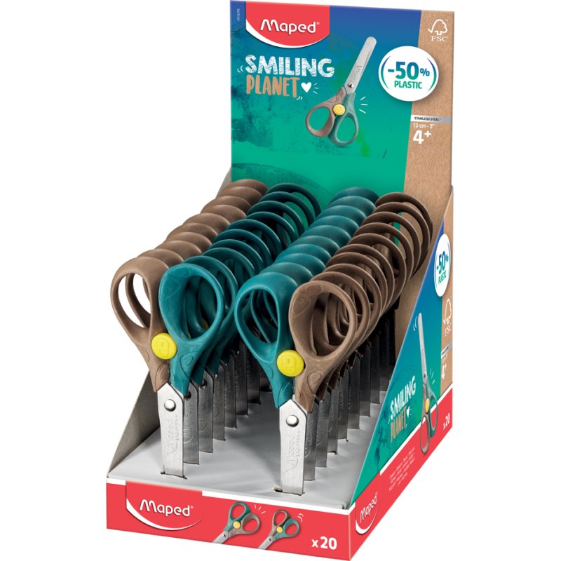 Maped ciseaux de sécurité SMILING PLANET, rond, 130 mm, 20 pièces
