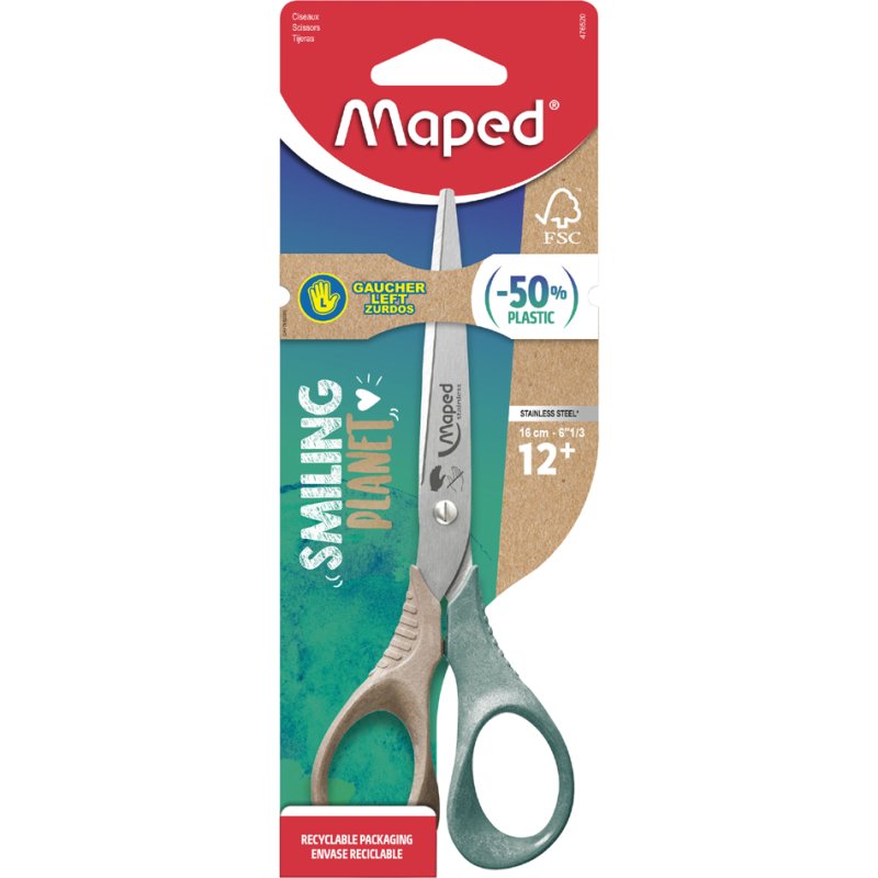 Maped ciseaux Smiling Planet, gaucher, rond, 160 mm