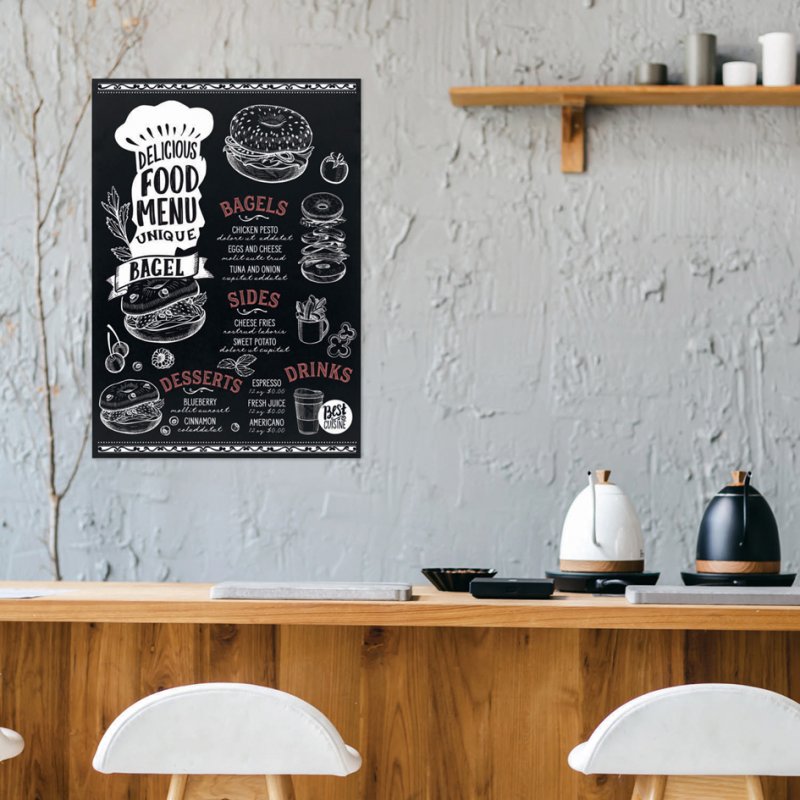 EUROPEL tableau noir sans cadre, 600 × 840 mm, noir