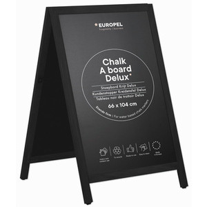 EUROPEL stoepbord DELUXE, 660 × 1040 mm, zwart, doppelseitig
