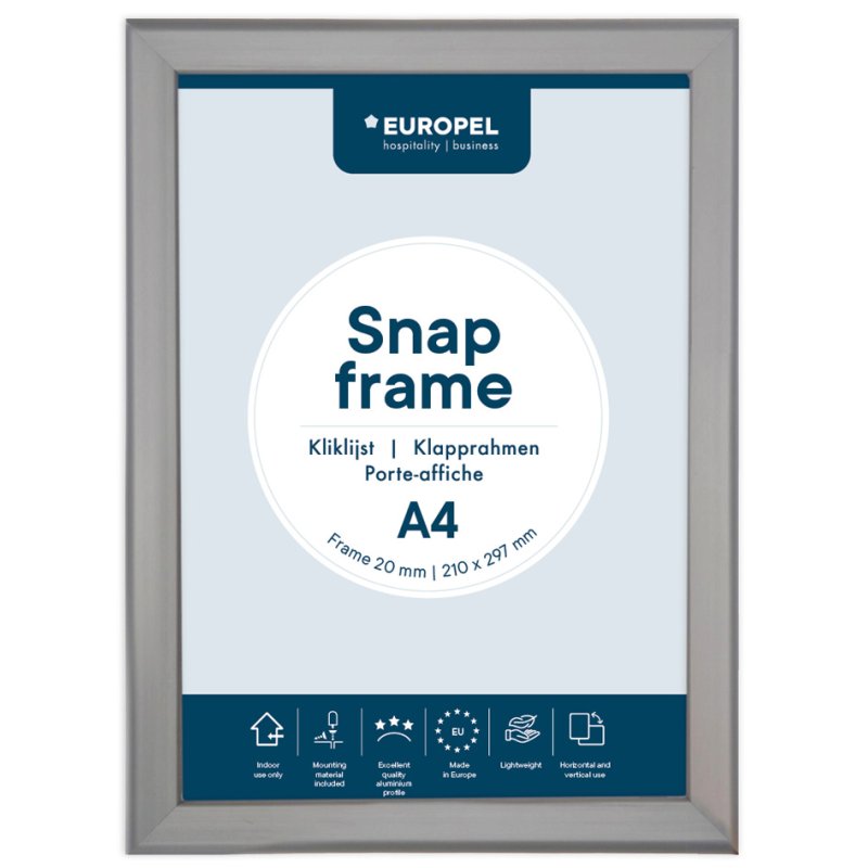 EUROPEL cadre adhésif premium, A5, aluminium anodisé argent, 20 mm