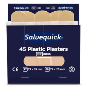 CEDERROTH Salvequick navulverpakking pleisters, waterafstotend, kunststof, 6×45 stuks