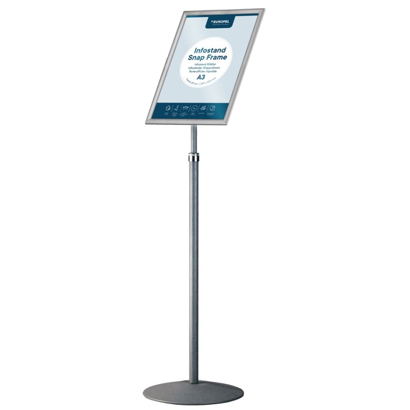 EUROPEL infobord met klaplijst A4, telescopisch verstelbaar, 100-140 cm
