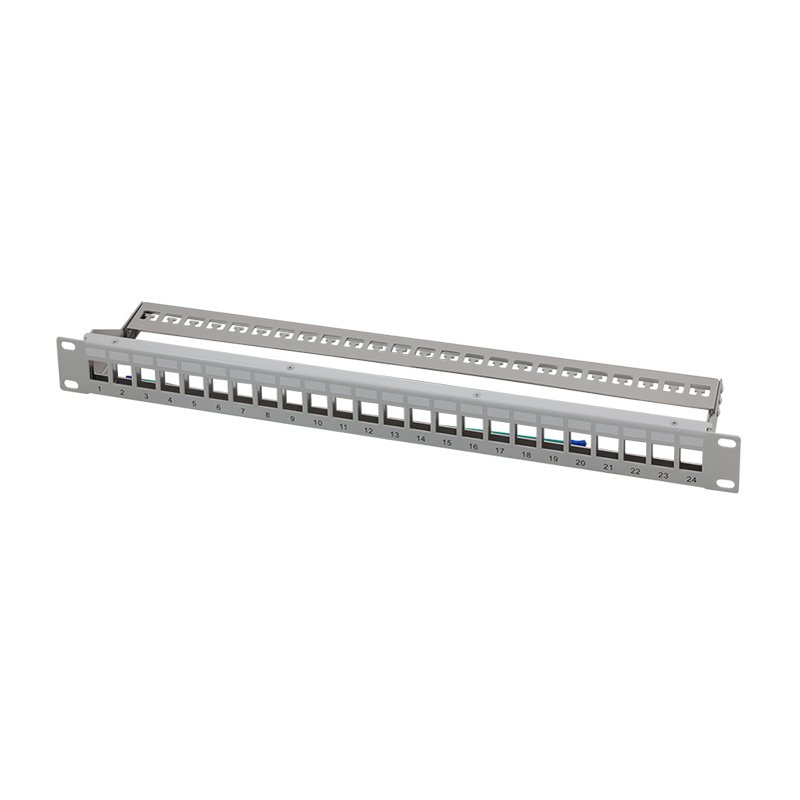 LogiLink Professional panneau de brassage 19 pouces, 24 ports keystone, non équipé, gris clair