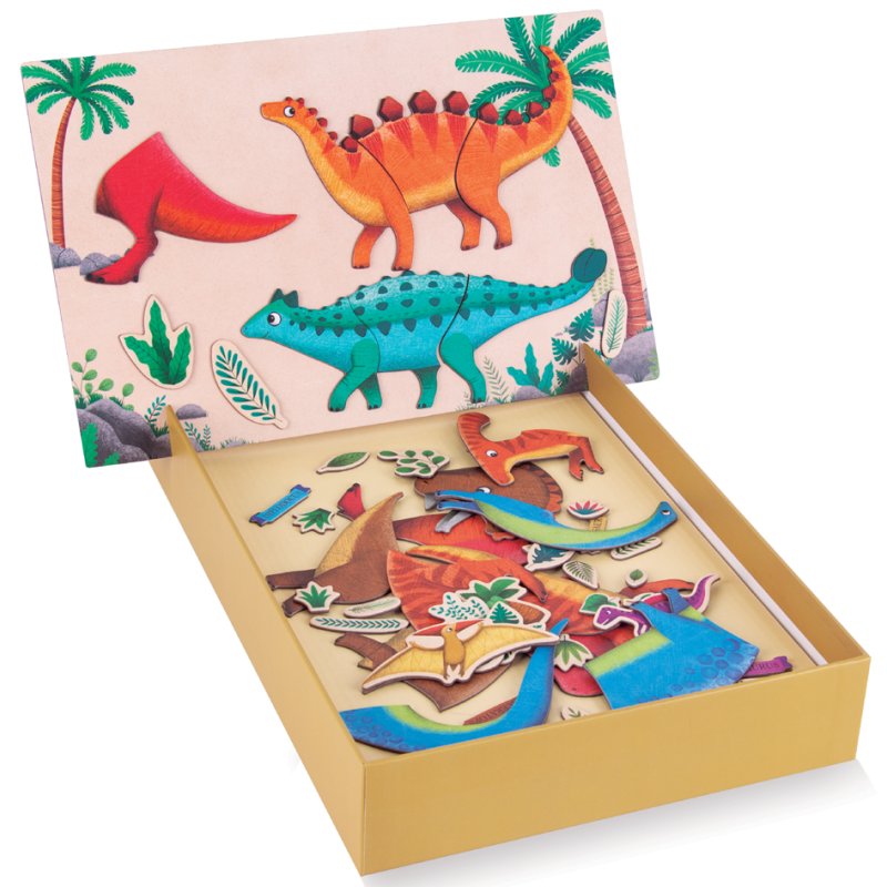 APLI kids magneetspel dinosaurussen, 52 magneten, afneembaar speelbord