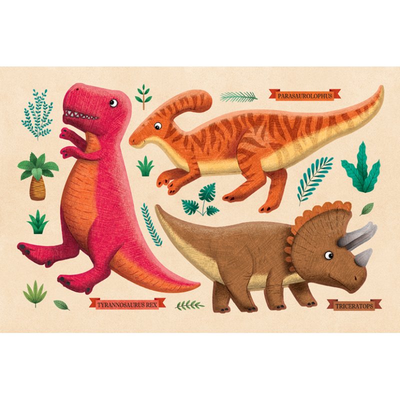 APLI kids magneetspel dinosaurussen, 52 magneten, afneembaar speelbord