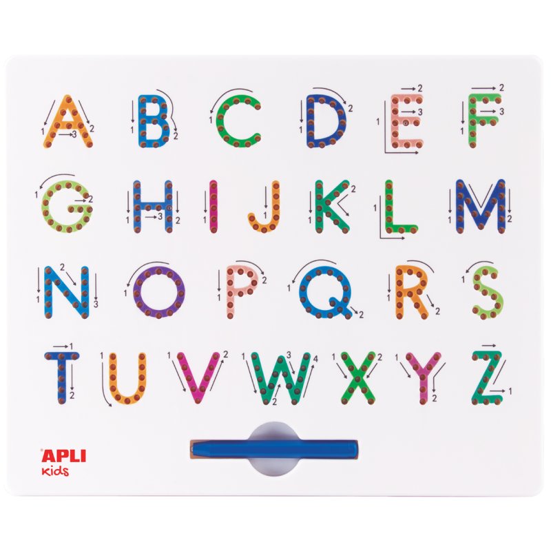 APLI kids magnetisch schrijfbord ABC-lettermagnetjes, wit, met blauwe stylus