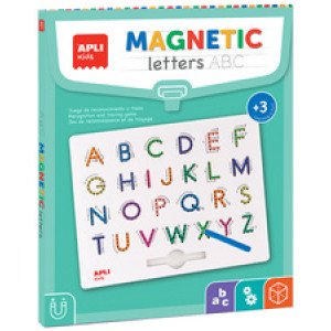 APLI kids magnetisch schrijfbord ABC-lettermagnetjes, wit, met blauwe stylus