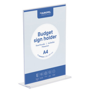 EUROPEL tafelstandaard Budget A4, recht, polystyrol, tweezijdig