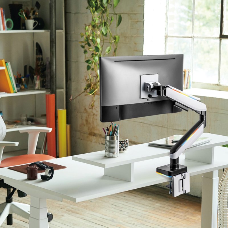 LogiLink Gaming monitorarm, 458 mm, zwart/wit, met verlichting