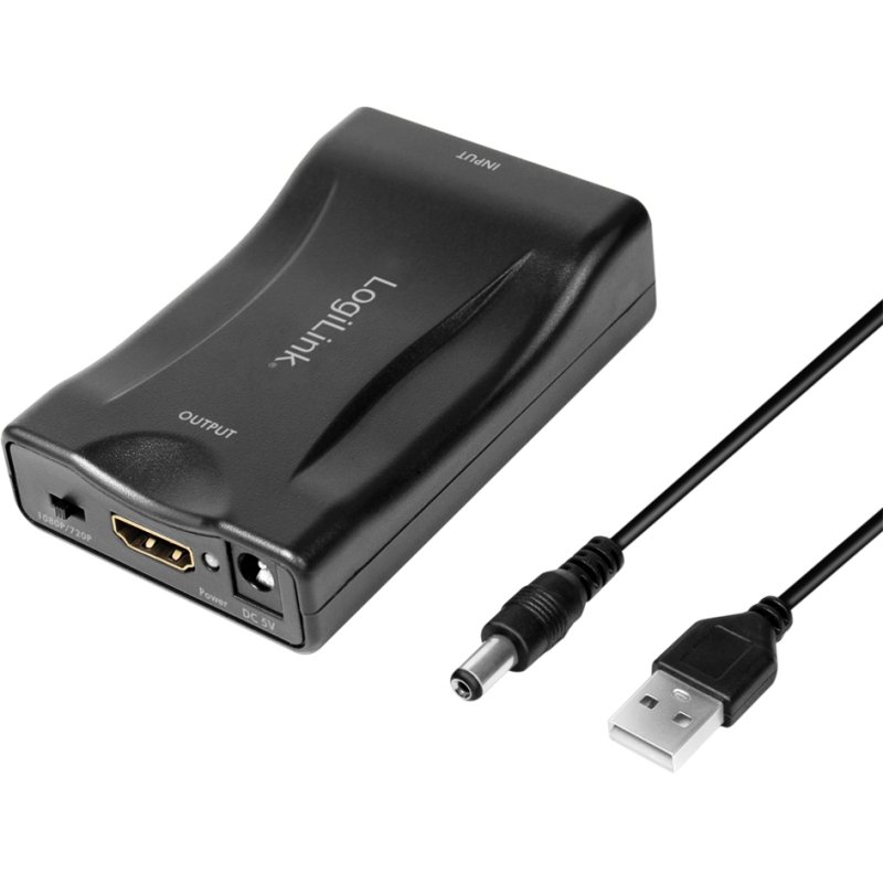 LogiLink SCART to HDMI converter, black, Full HD 1080p, metal housing