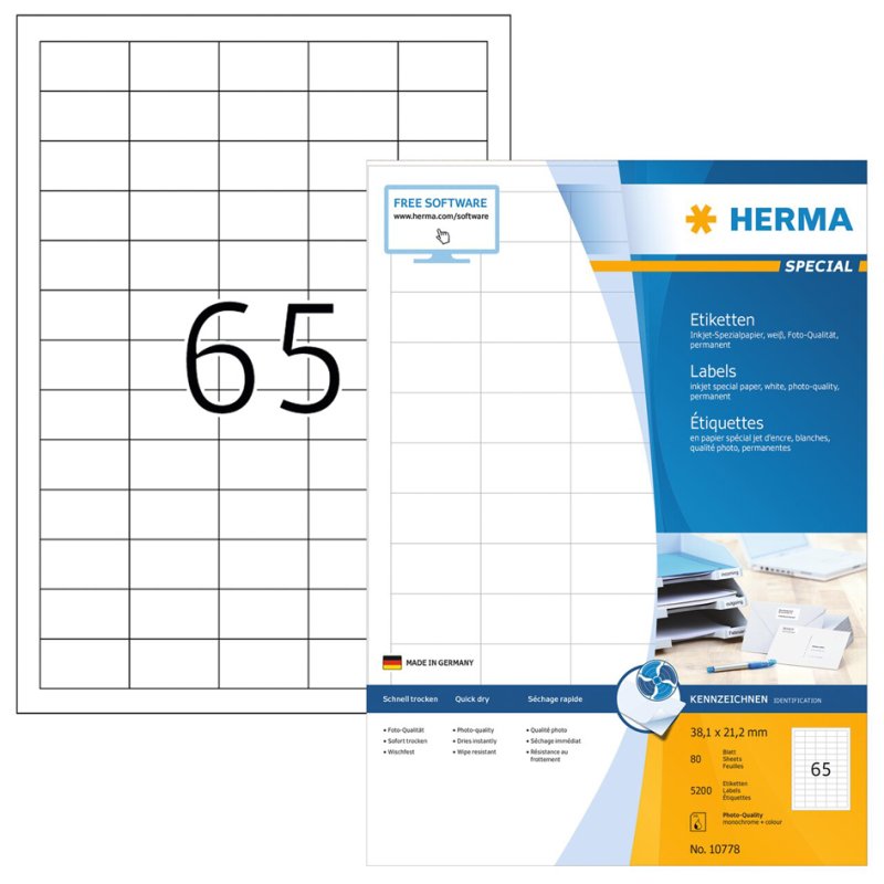 HERMA étiquettes jet d'encre, 88,9 × 46,6 mm, blanc, 960 pièces