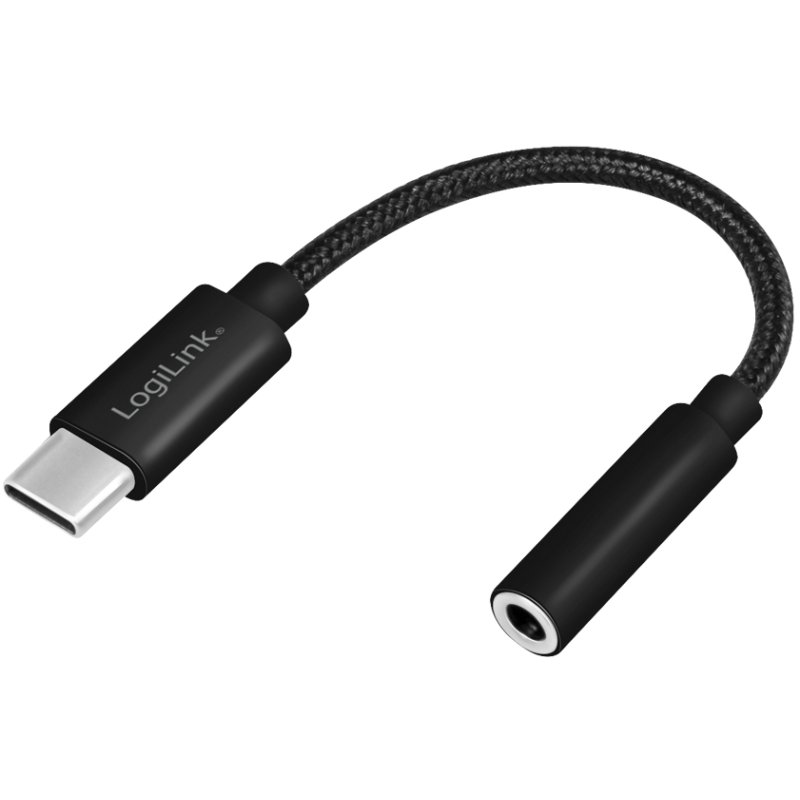 LogiLink USB-C to 3.5 mm jack adapter cable, black
