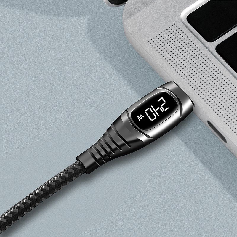LogiLink Câble de charge USB-C avec écran OLED, noir, 2,0 m