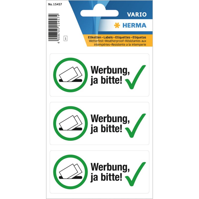 HERMA étiquette publicitaire Oui s'il vous plaît!, noir/vert, 79×34 mm, autocollant, 3 pièces