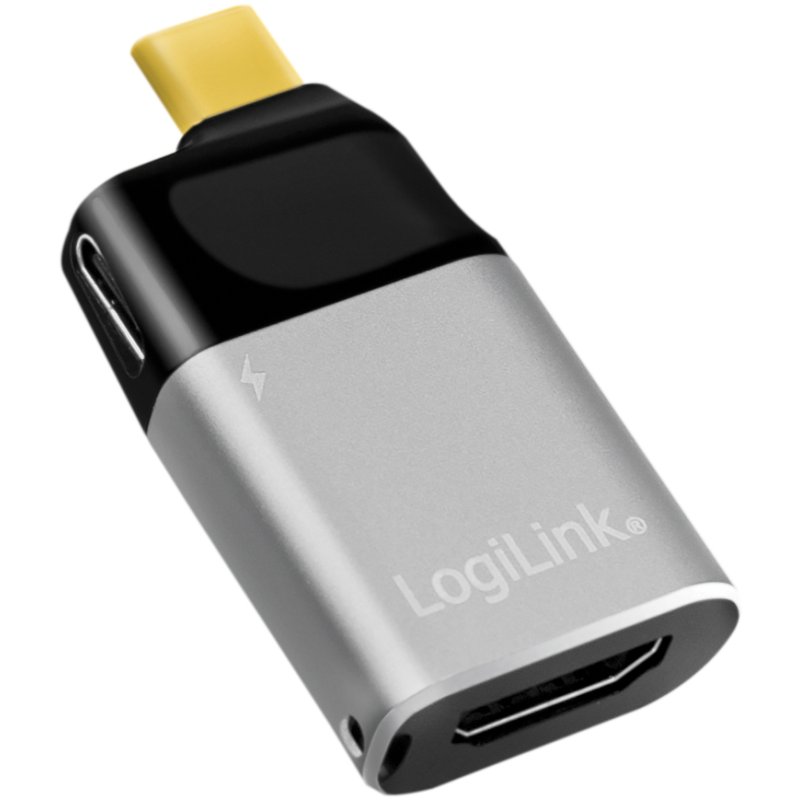 LogiLink Adaptateur USB-C vers HDMI avec passage USB-C, noir/gris, 4K/60Hz, Power Delivery 60W
